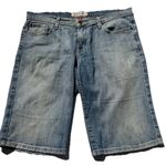 Just USA Blue Distressed Blue Ultra Mid Long Short Jean Shorts Women’s Sz 13 Photo 0