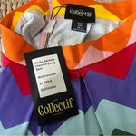Collectif Malibu Rainbow Chevron Swing Zigzag Knee Len Skirt Size XXS 2 1950s Green Photo 9