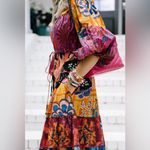 Farm Rio Anthropologie  Button-Front Maxi Dress Size Medium Photo 12