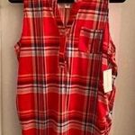 New York Laundry  Sleeveless women plaid half buttons top size XL Photo 0