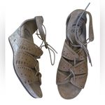 Abeo NWOB Lilia Tan Suede Cork Wedge Sandals Strappy Gladiator Sz 7 Brown Photo 1