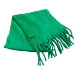 Saks 5th Avenue Saks Fifth Avenue Kelly Green Fuzzy Scarf Fringe Oversized Cozy Warm Bold Photo 6