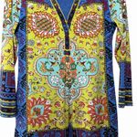 Hale Bob Womens Boho Paisley Print Tunic Dress Size S Multicolor Long Sleeve Photo 6