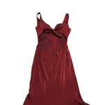 Alyce Paris Burgundy Red Floor Length Gown Maxi Dress High Slit Fitted Size 6 Photo 9