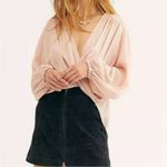 Free People Check On It Pink Nectar Crinkle Wrap Long Sleeve Blouse Size Medium Photo 2