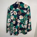 Vintage Pykettes Open Front Blazer Top Navy Green Floral Blue Size M Photo 4