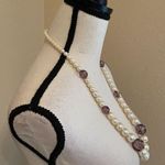Women’s Statement Beaded Necklace Faux Pearl / Purple Bead Photo 6