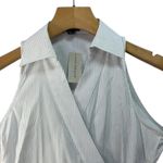 Ann Taylor sleeveless pinstripe wrap side tie blouse Sz 12 Cotton Blend Stretch Photo 1