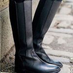 Tory Burch  Black Christy Tumbled Leather Stretch Riding Boots Photo 0