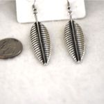 NWT Sophisticated Retro Silver Etched American Native Dangle Fish Hook Earrings Photo 5
