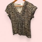 Worthington Cute Vintage y2k leopard mesh babydoll v-neck top flowy Photo 0