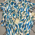 Anthropologie Calligraphie matching linen blend set, size large Blue Photo 0