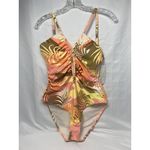 Sanctuary Palm Leaf Print One-Piece Swimsuit with Ruching & Spaghetti Straps M Photo 1