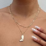 Nasty Gal Gold Layered Cowboy Boot Chain Necklace Photo 0