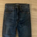 Abercrombie & Fitch Abercrombie Ultra High Rise Super Skinny // distressed dark wash raw hem Photo 5