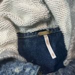 Free People Women 's Mixed Media Hooded Distressed Denim Jacket Sz XS FLAW Photo 3