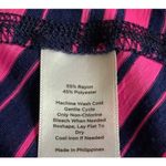 Talbots navy blue hot pink striped tie waist keyhole neckline top Size M Photo 5