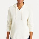 Ralph Lauren Lauren by Women’s White Waffle Knit Top with Hoodie Size Medium Photo 0