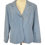 Donna Morgan  Silk Linen Blend Blazer‎ Snap Front Career Jacket Blue Womens 14 Photo 0