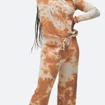 Mate the Label NEW Brown/Tan Tie Dye Organic Thermal Wide Leg Pant - XL Photo 0