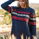 Outback Trading Wmn Sz L/XL Pullover Sweater Aztec Southwestern Fair Isle Cabin Blue Size L Photo 0