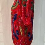 Vintage 80’s Gunit Fashion New York NWT Red Sequin Colorful Silk Blouse Medium Photo 5