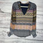 Lucky Brand  Boho Western Long Sleeve Printed Blouse Med Photo 0