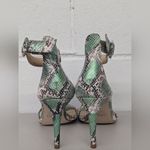 L'Agence new  Gisele Ii Ankle Strap Sandal In Green Metallic Snake sz 38.5 US 8 Photo 2