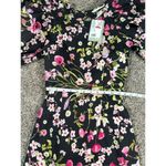 H&M NWT  Open Tie backed Mini Dress Puff Sleeves Black/floral XS Cottagecore Photo 6