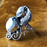 Natural White Buffalo Sterling Silver Feather Ring Size 8 Photo 7