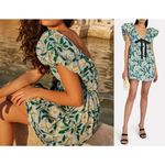 Agua by Agua Bendita | Horizonte Mini Dress in Celeste Blue Yellow Floral | XL Photo 1