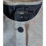 Talbots  Petites 8P Striped Collarless Jacket Navy Blue Cropped Workwear Photo 2