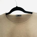 ZARA Olive Green Fitted Hem Cropped Jersey Knit Sweatshirt Photo 1