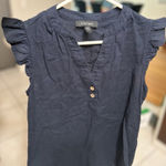Ellen Tracy  Midnight Blue Ruffle Blouse Photo 0