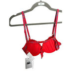 Seafolly  bikini top bright red plaid frilly patterned NWT Size 8 Photo 1