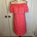 Trina Turk  Off The Shoulder‎ Lace Ruffle Mini Dress Pink Size S Photo 1