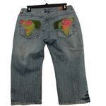 PZ1 Jeans Women Crop Denim 10 Blue Embroidered Five Design Pockets Distress Photo 1