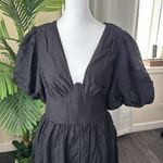 Farm Rio  Puff Sleeve Open Back Midi Dress In Black Size SZ Medium, $289 Photo 5