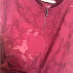 Kate & Mallory  Woman's Bomber Jacket Sheer Floral Rose Fill Zipper Red Size‎ XL Photo 1