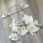 Charlie Holiday Tank Top lemon print open tie front womens White (size 4) summer Photo 0