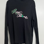 White Stag  Women's Long Sleeve Cotton Turtleneck Merry Christmas Size XL Black Photo 0