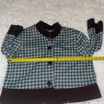 Madison Leigh Blue brown houndstooth  cropped blazer jacket coat woman’s 14w Photo 3