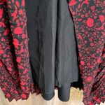 EXPRESS Black Red Rose Floral Pleated Long Sleeve V Neck Dress XL Photo 5