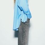 ZARA  Current Season High Rise Straight Leg Jeans Grey Z1975 Womens 34 US 2 Photo 3