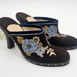 Cole Haan Kyrene Brown Suede Floral Embroidered Y2K Platform Mule Clogs - Size 9 Photo 8