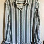 Mango MNG White Multicolor Striped Button Down Cuffed Long Sleeve Blouse #MBG Photo 0