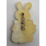 Hallmark Vintage ‎ Bernadette Easter Bunny Pin Brooch 1975 Basket Plastic Dress Photo 1