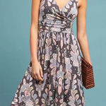 Maeve  Anthropologie Leslie Paisley Wrap Top Midi Dress Size S Photo 0