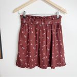 American Eagle Cottagecore Floral Brown Mini Skirt with Bow Small Photo 2