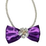 “Dainty Dapper”Elegant Purple Satin bowtie necklace with pearl design. Photo 2